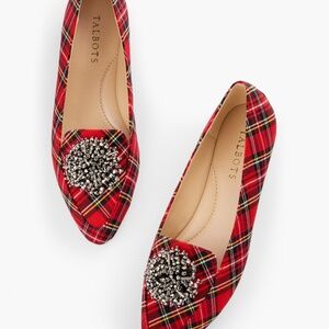 Talbots plaid embellished flat sz 7